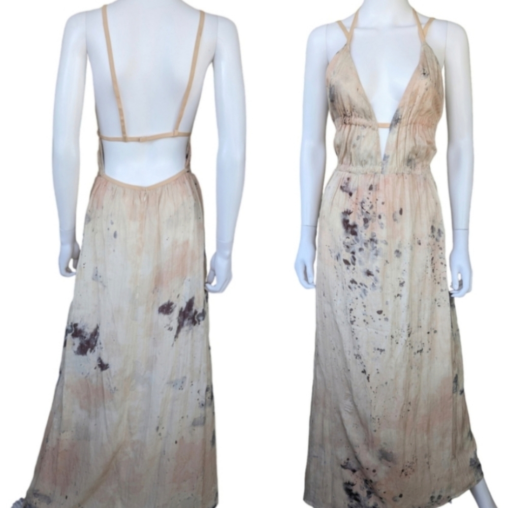 Cut-out Plunging Neckline Goddess Intropia Rosa Tie Dye Maxi Dress